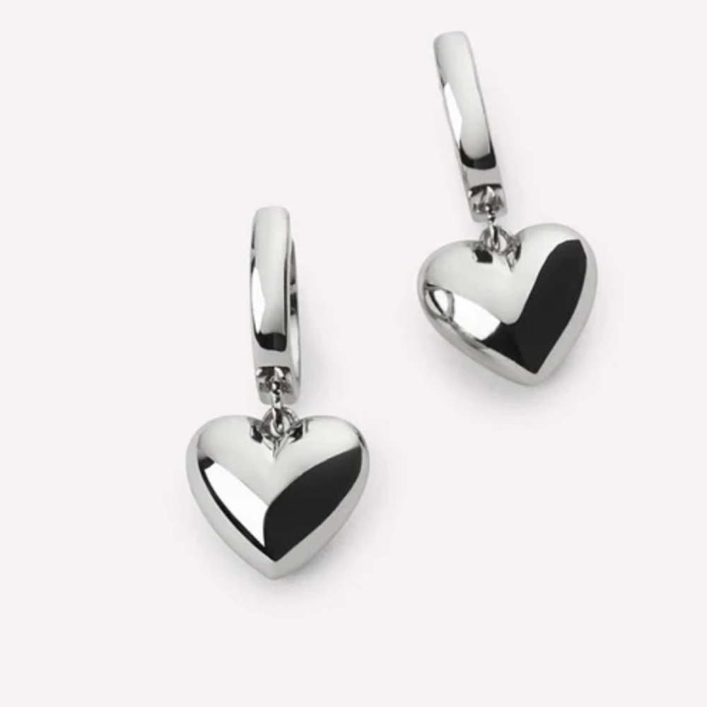 Ana Luisa puffed heart hoops Jessica silver